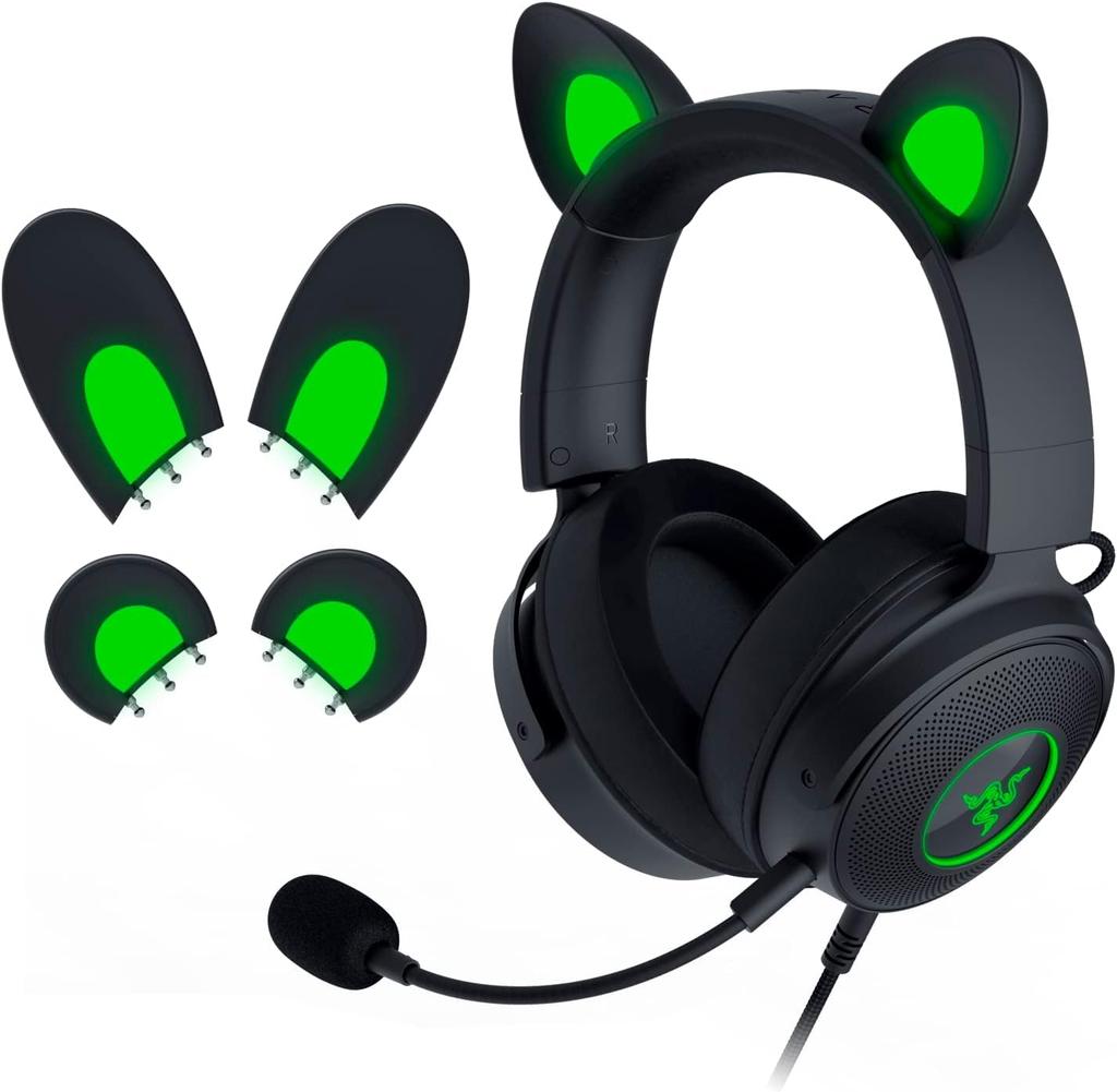 Razer Kraken Kitty V2 Pro Black Wired Gaming Headset with Interchangeable and Bunny Ear Four Razer Chroma RGB Detachable Razer HyperClear Cardioid
