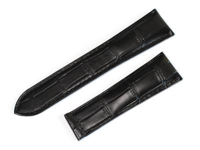King Watch Parts Compatible with Cartier Tank Embossed Crocodile 23mm [Import Original] D-Buck Strap, Aftermarket, Black,