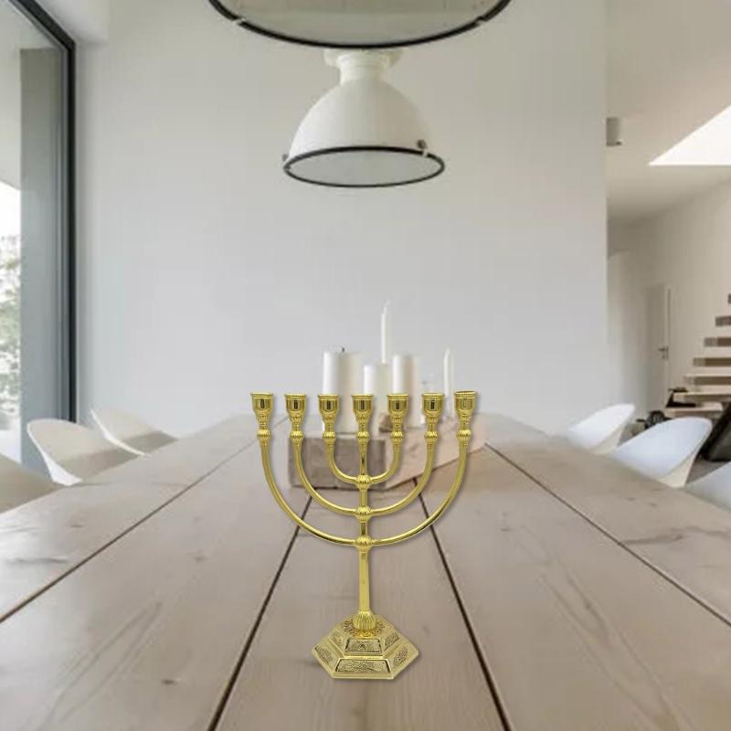 Hanukkah Candle Stand Jewish Menorah Festive Candle Holder 7 Branch Candle Stand Home Table Centerpiece Decor