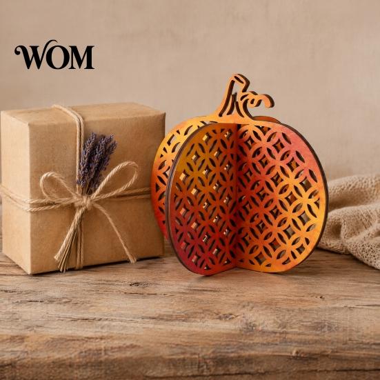 Farmhouse Fall Room Accessories Thanksgiving Wooden Pumpkin Decor, Vintage Striped Hollow Carved Ornament Indoor Fireplace Desktop Decor for