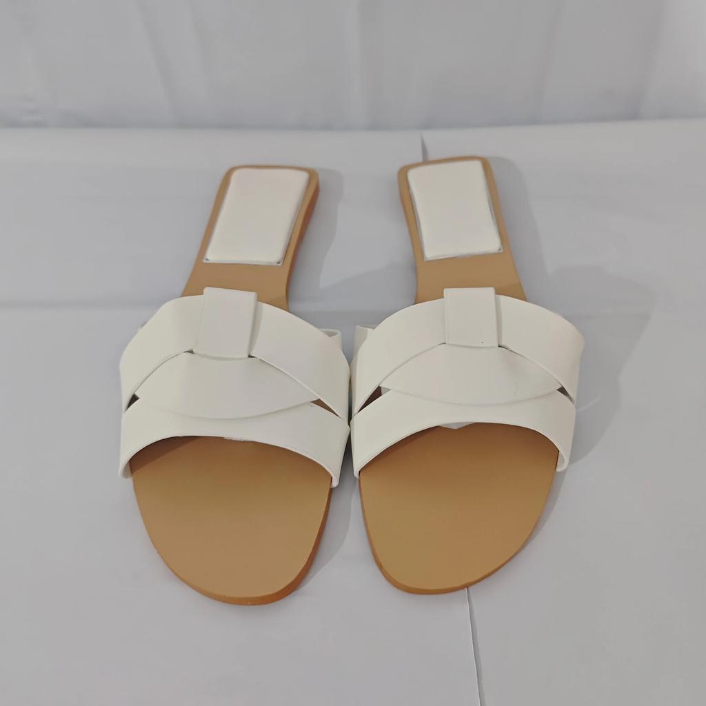 Volnočasové Vnitřní Ploché Pantofle Sandály 2024 Léto Ležérní Hnědé Dámské Pantofle Křížové Pásky Nártová Stélka Pata Boty Pro Ženy