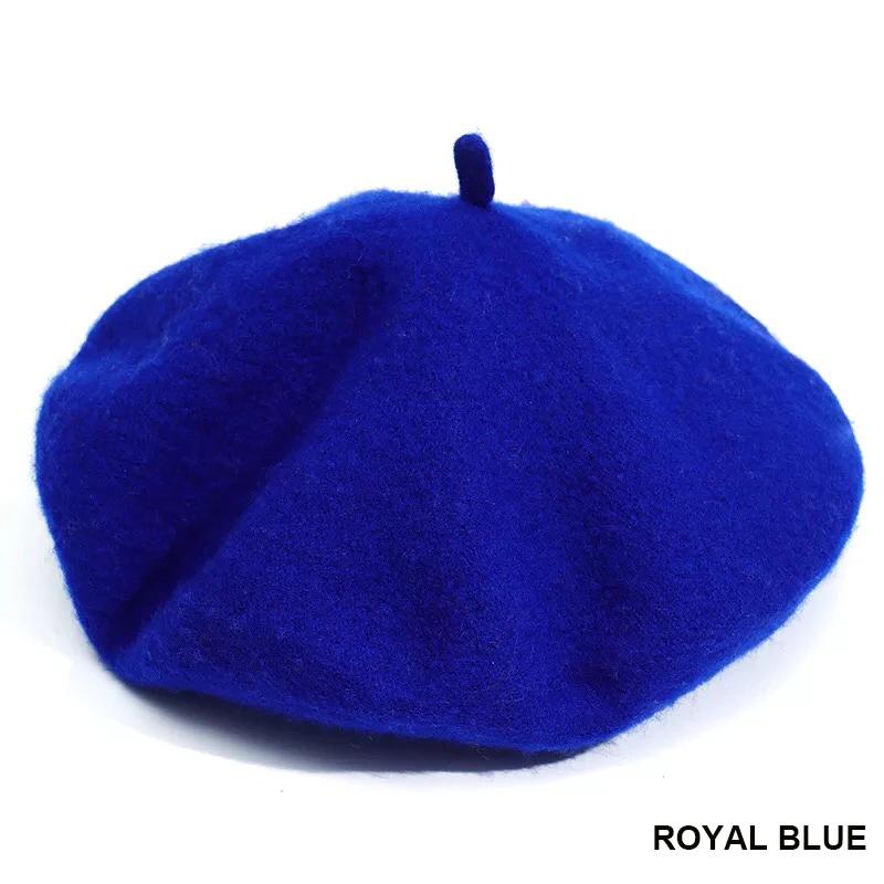 Women Girls Beret French Plain Wool Caps Warm Winter Beanie Hat Vintage Berets Solid Color Elegant Ladies Winter Hats Caps