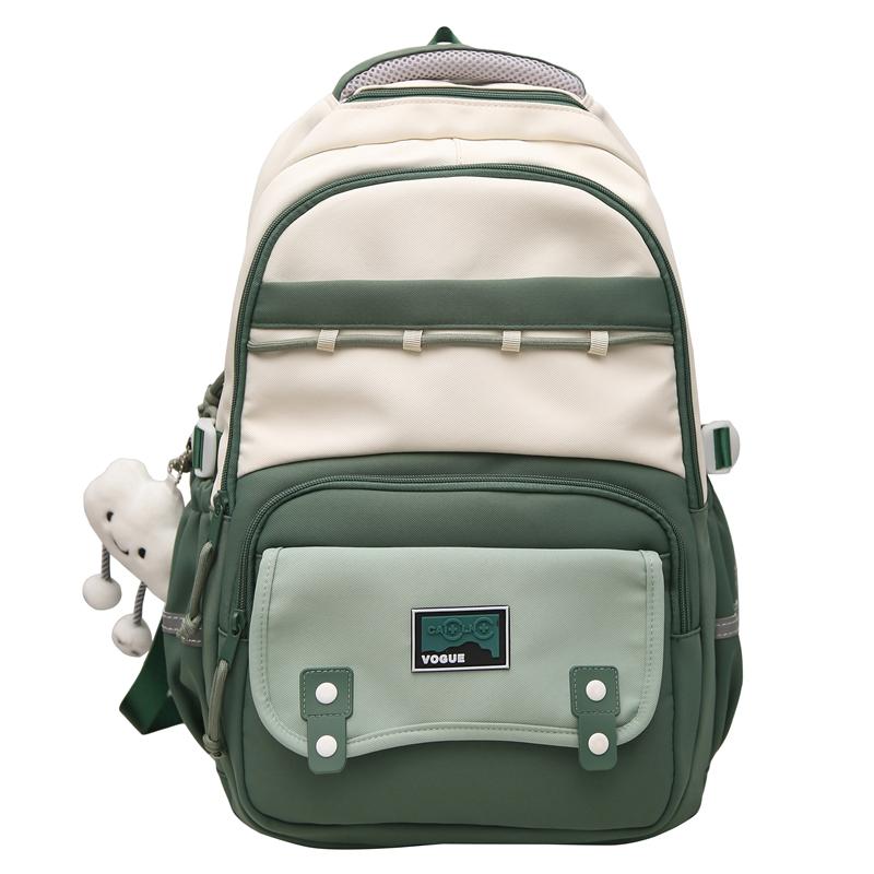 

Цветной блок школьная сумка женский дорожный рюкзак зелёный