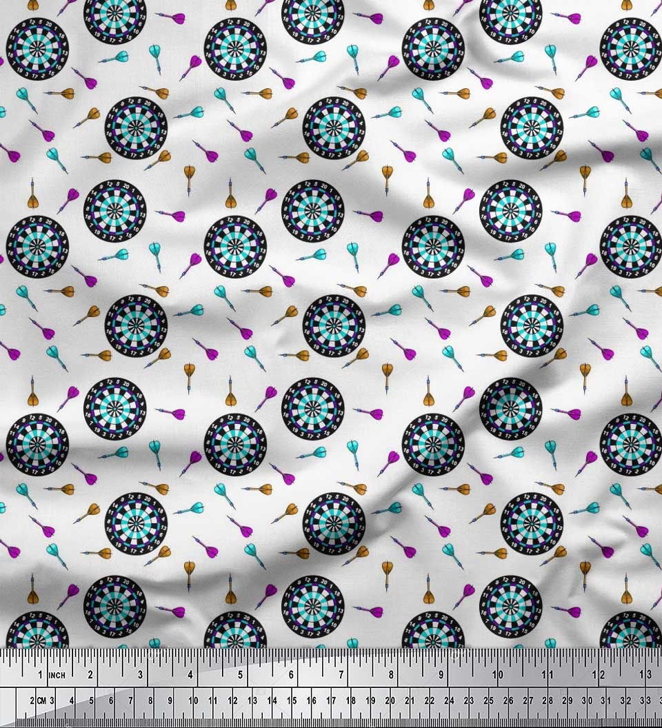 

Японська креп-сатин Soimoi Тканина для дартсу Спортивний принт на метри 42 дюйми 42 Inch Wide - Poly Crepe білий