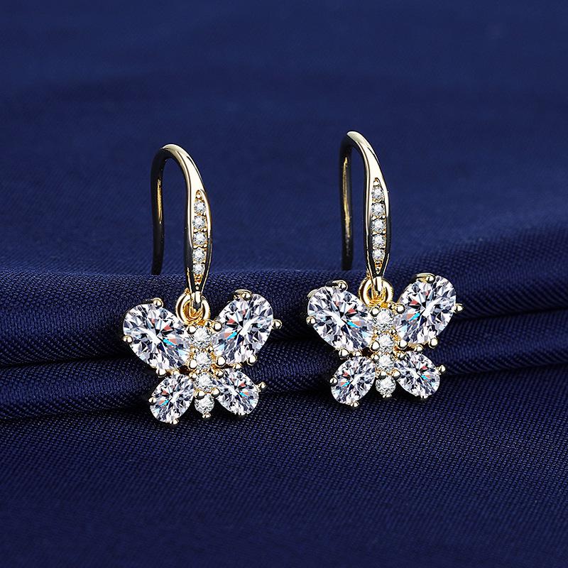 Cross-border Zircon Earrings: Deluxe Silver-plated Women s Fashion Jewelry