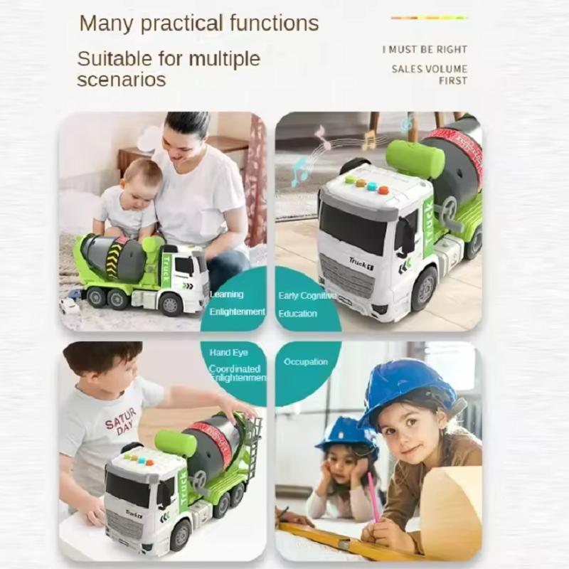 Simulation Inertial Engineering Truck Cement Mixing Discharge Acousto-optic Concrete Set Toy Car Toys For Kids 2 To 4 Years Old