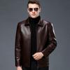Echte Lederjacke Herren Schaffell Winter Plüsch und verdicktes Revers Lederjacke mittleren Alters Motorradjacke