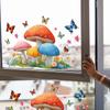 New cute mushroom butterfly glass stickers for children's room balcony window decoration stickers