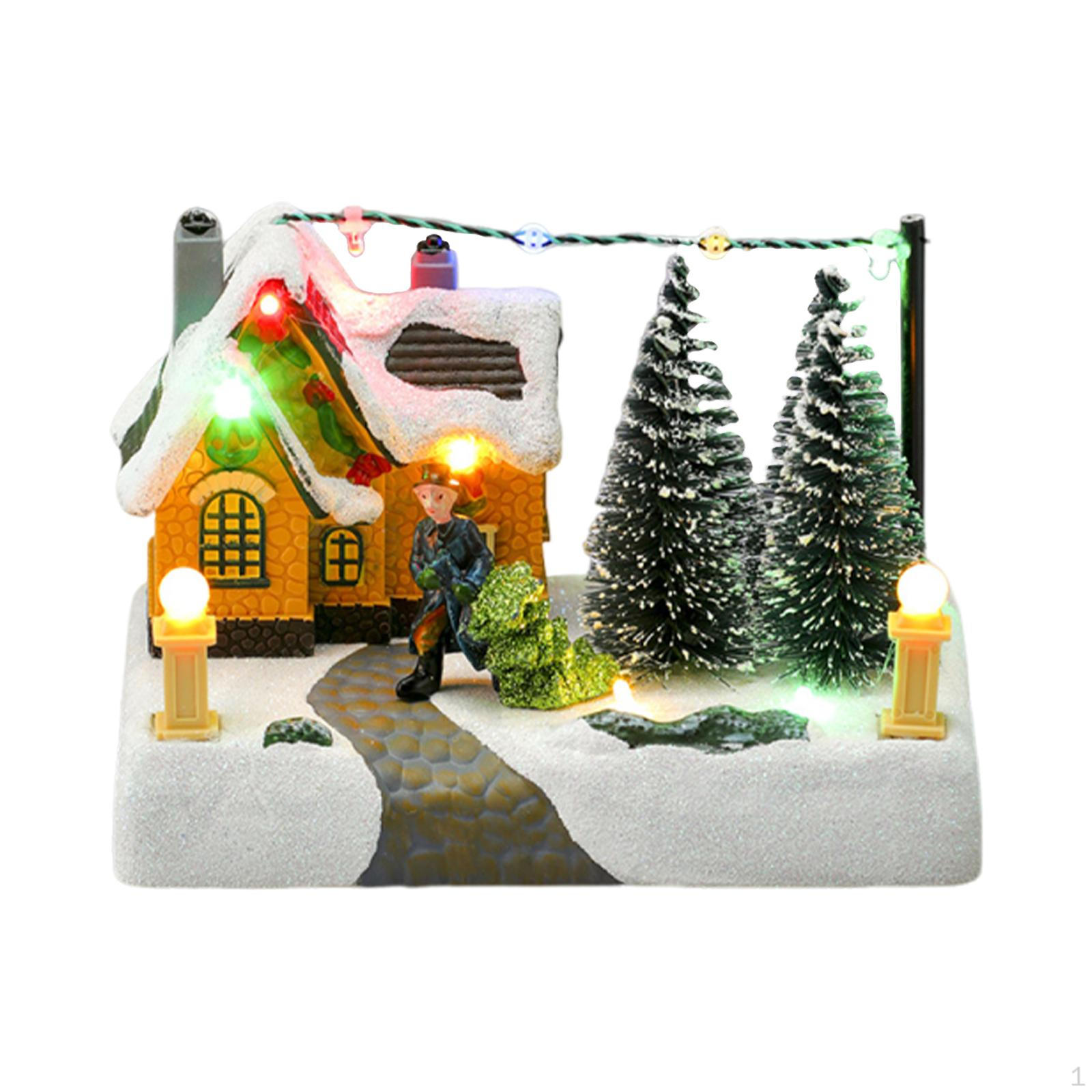 

Miniature Village LED Resin Snowy Landscape Collectible Suitable for Party Family Living Room Doll