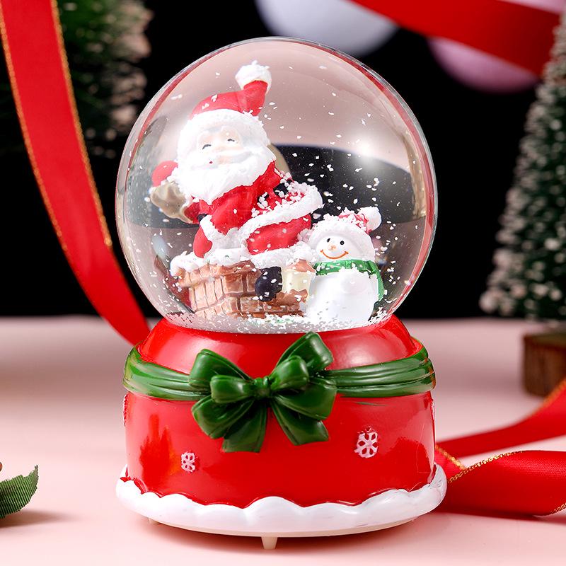 Cartoon Couple Crystal Ball Resin Snow Globe Music Box Toy