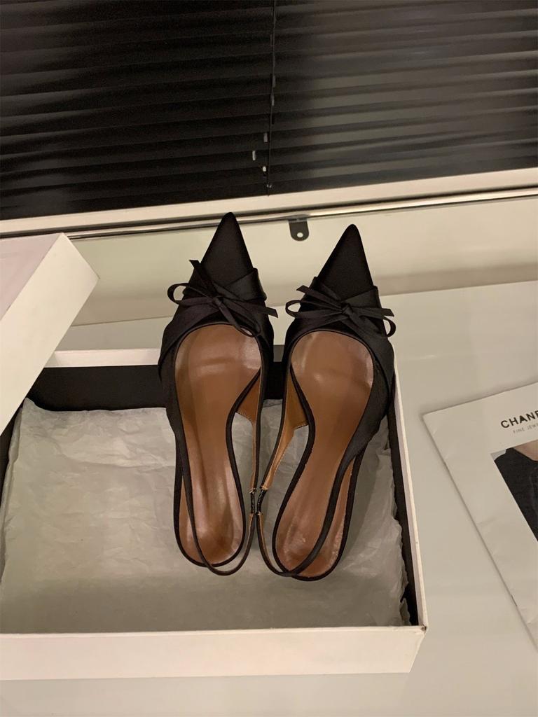 High heels sandals women's shoes 2025 summer temperament socialite black spring pointed single shoes