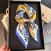 Oriental Aesthetic Simulation Silk Printing Silk Scarf Square Scarf High-end Shawl Sunscreen Neck Small Square Scarf Headscarf Female