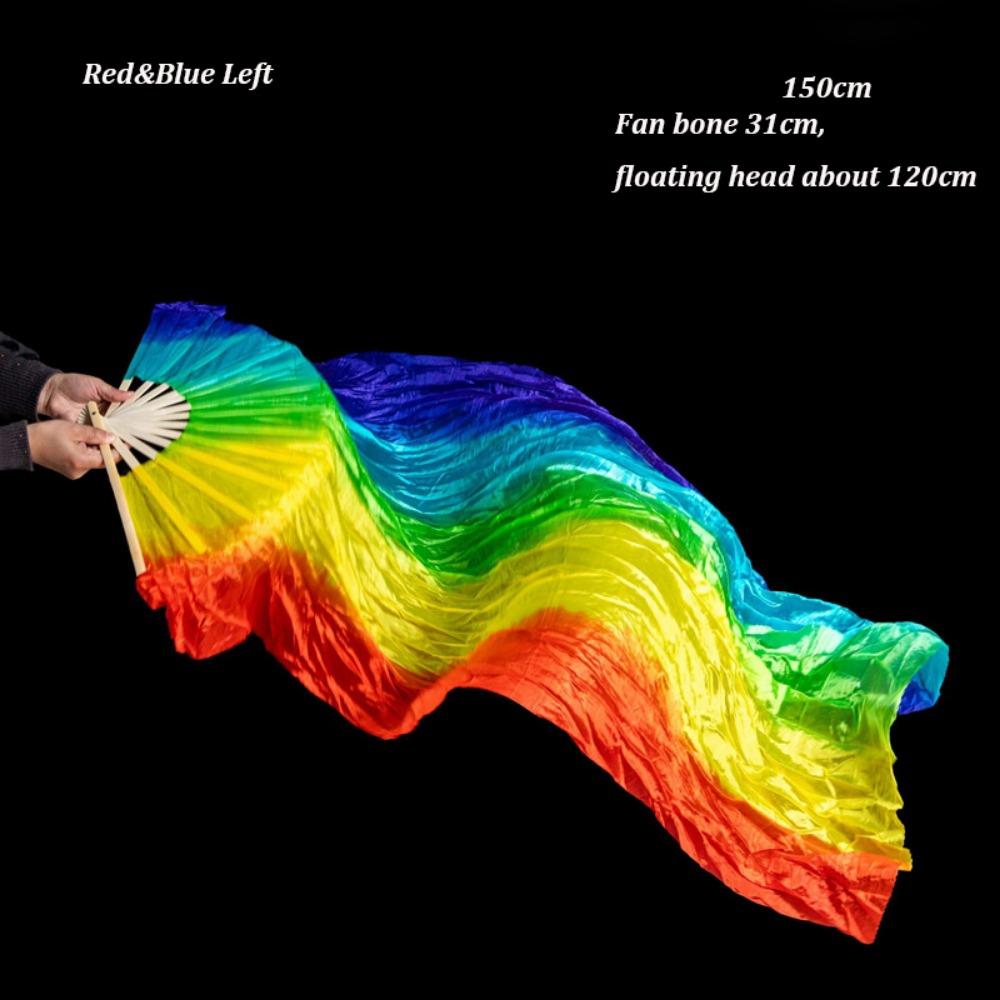 Gradient Color Belly Dancing Fan 150cm Length Multicolors Long Imitation Fan Dance Accessories Rayon Silk Fans For Kid Women
