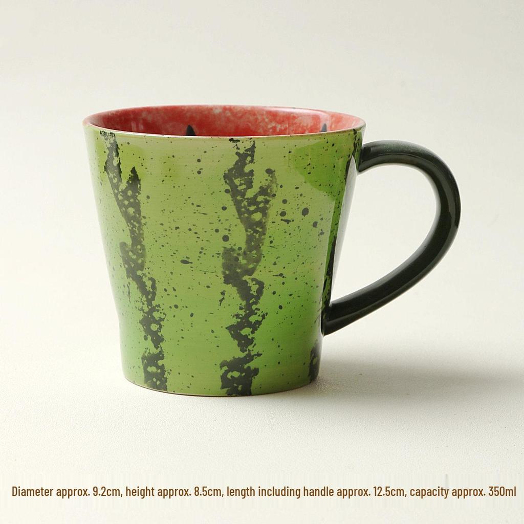 Ciotola per noodle in ceramica con design anguria dipinto a mano, colore sottosmalto e motivo a lumaca