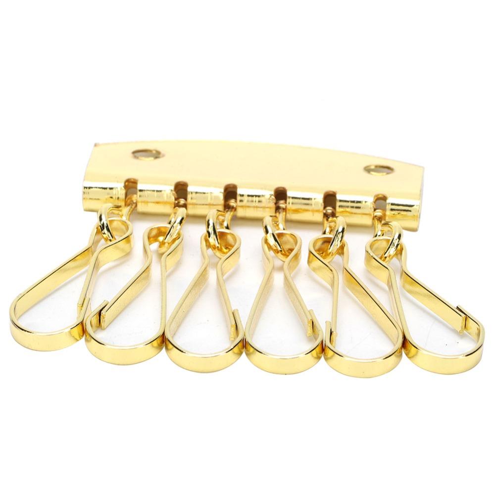 6 Hooks Clasp Clip Leather Keychain Gold/Bronze Color Key Case Holder For DIY Crafting