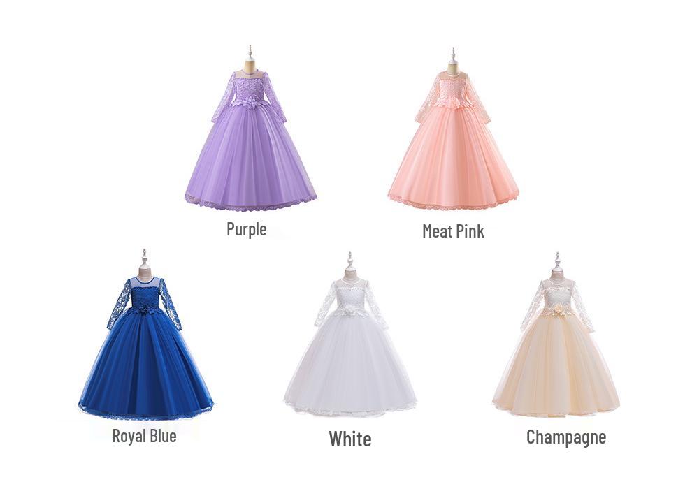 Elegant Mesh Long Sleeve Lace Strapless Princess Wedding Dress