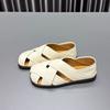 Leder Sandalen mit quadratischer Spitze Damen 2025 Sommer neu hohl retro gewebt Mode vielseitig zwei Tragemöglichkeiten Plateau Römische Schuhe
