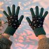 Driving Keep Warm Windproof Leopard Outdoor Female Gloves  Gloves Velvet Thick Mittens