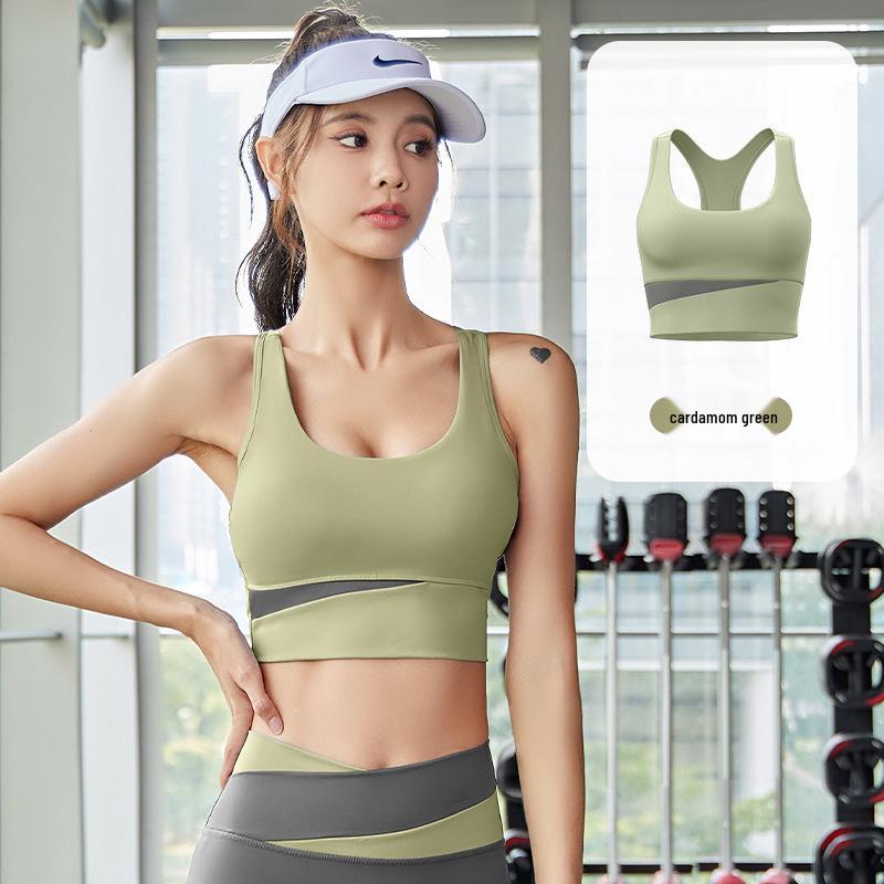 Peach Color Block High-Intensity Shockproof Sports Bra with Beautiful Back Design, No Pads Needed