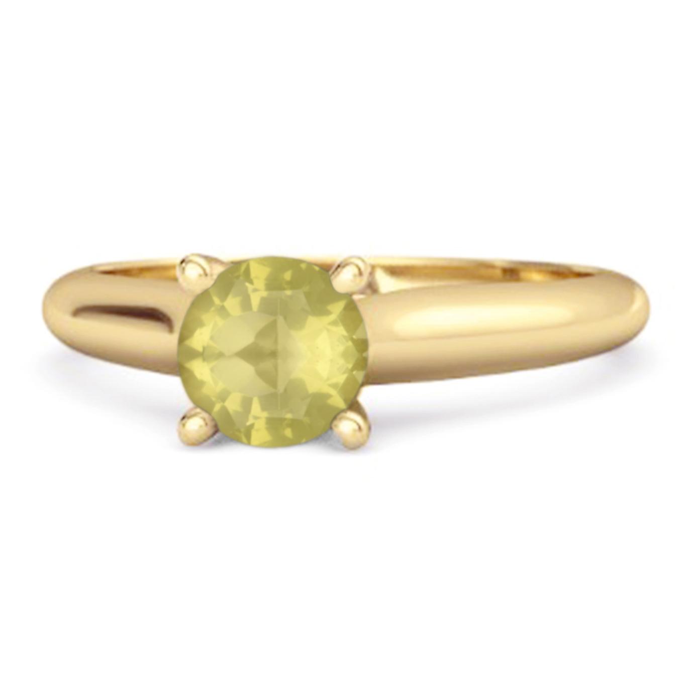 Lemon Quartz Round Solitaire Ring -925 Sterling Silver Gold Vermeil 10.5 жёлтый/золотой