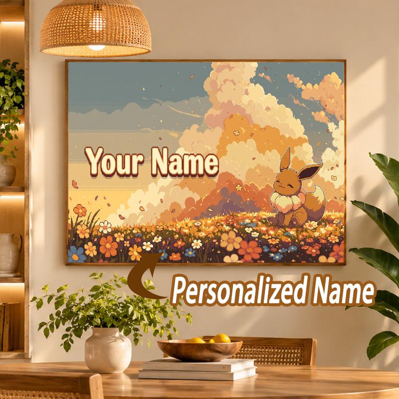 Eevee Custom Name Diamond Painting Personalized 5D Full Drill DIY Diamond Art Home Decor