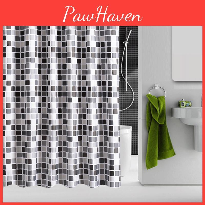 Elegant Mosaic Design Bathroom Curtain With Waterproof Polyester Fabric For Modern Homes