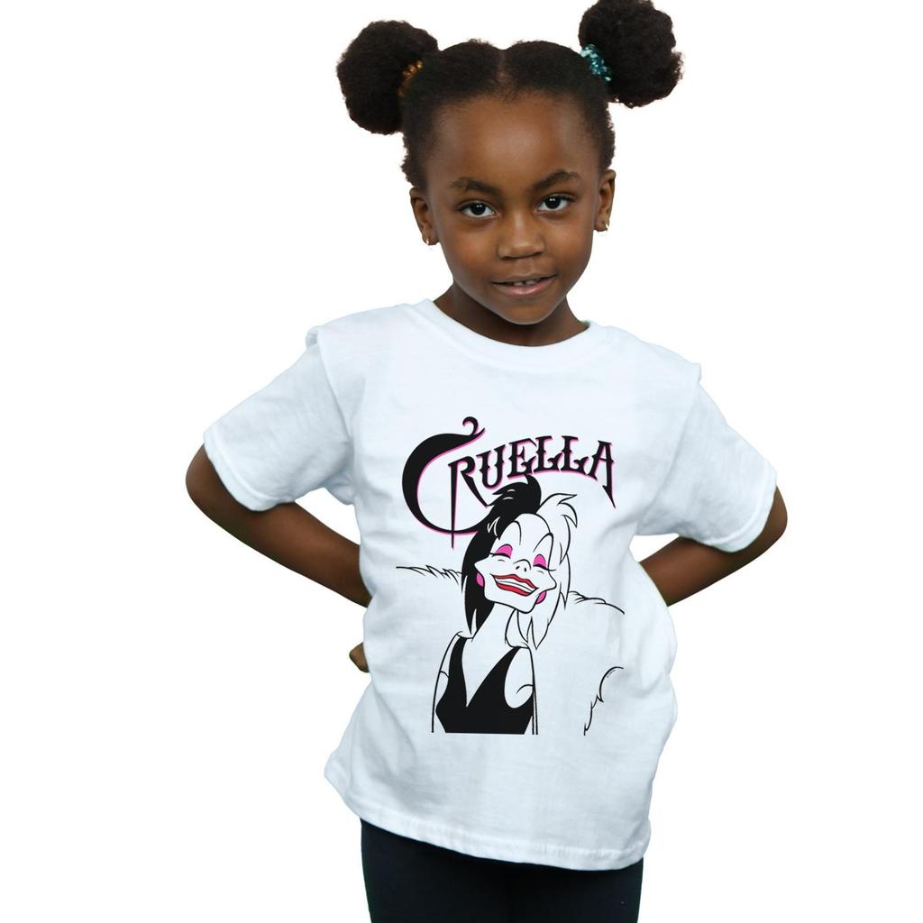 Disney Girls Cruella De Vil Evil Smile Cotton T-Shirt