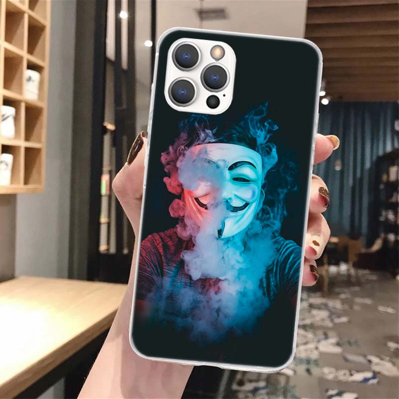 Anonymous V for Vendetta Mask Soft Phone Case For iPhone 17 Air 16 16E 15 14 Plus 13 Mini 12 11 Pro Max X XR XS 7 8 + SE 2020 Pa