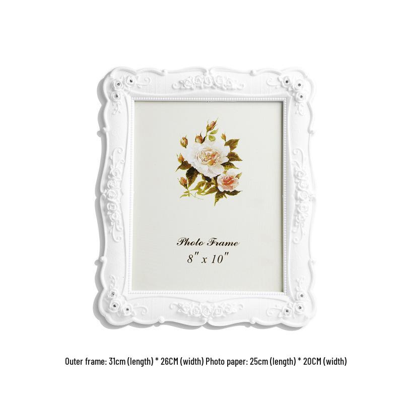 Modern Minimalist Style White Rose Photo Frame for 6-10 Inch Photos