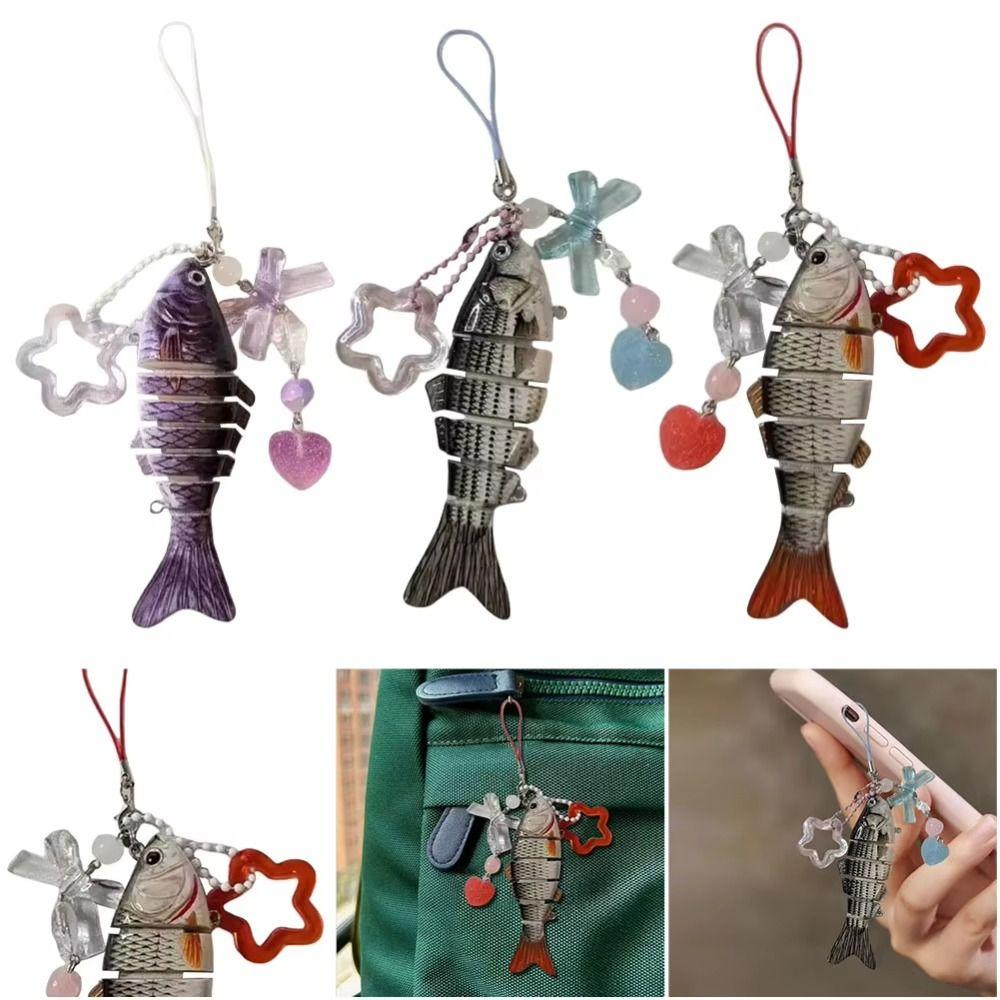 Phone Charm Handmade Fish Keychain Acrylic Fish Phone Lanyard Fish Star Pendant  Gifts for Friend