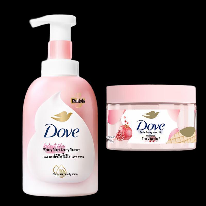 Dove Cherry Blossom Shower Foam & Pomegranate Scrub Set