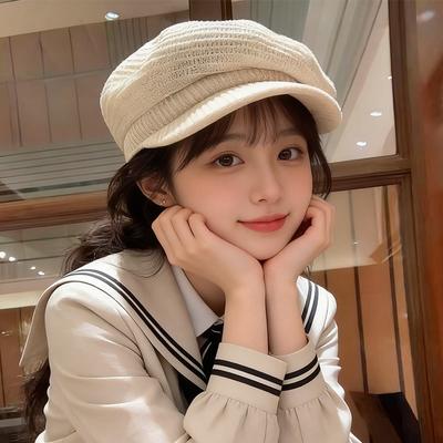 Women S Knitted Hollow Octagonal Hat Big Head Breathable Sun Protection