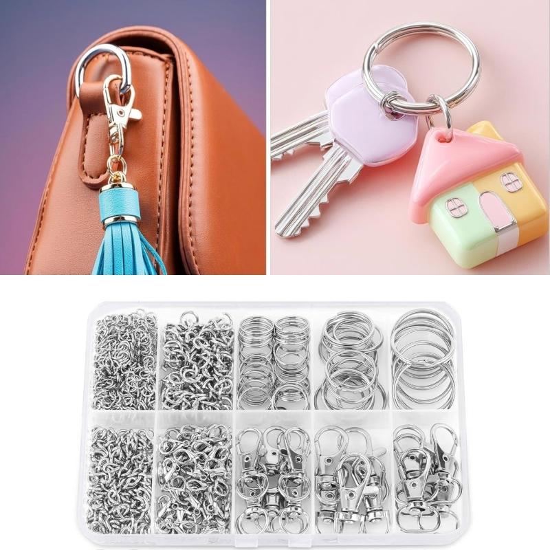 523PCS Keychain Making Kit Alloy Components for DIY Jewelry Crafts Personalized Accessories Projects