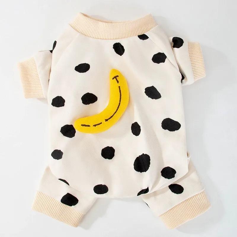 Cute Bear Striped Thin Dog Jumpsuit Pet Coat Four Legs Dog Pajamas Kitten Puppy Sweatshirt Autumn for Small Dogs