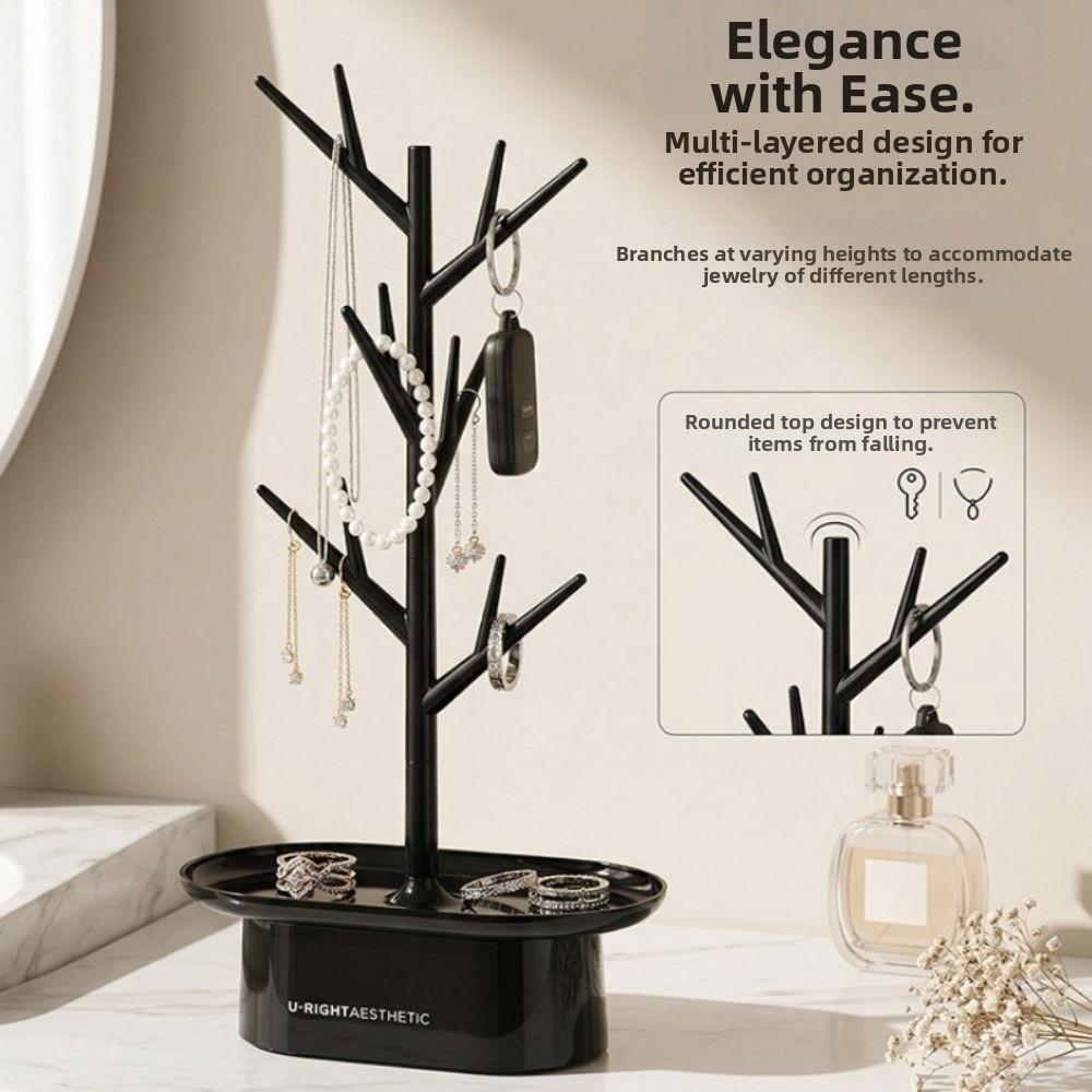 Creative Tree Shape Jewelry Rack with Base Multifunctional Jewelry Display Stand Ring Necklace Bracelet Organizer Tabletop