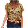 Women Plus Size Short Sleeve T Shirt V Neck Printed Blouse Tee Tops