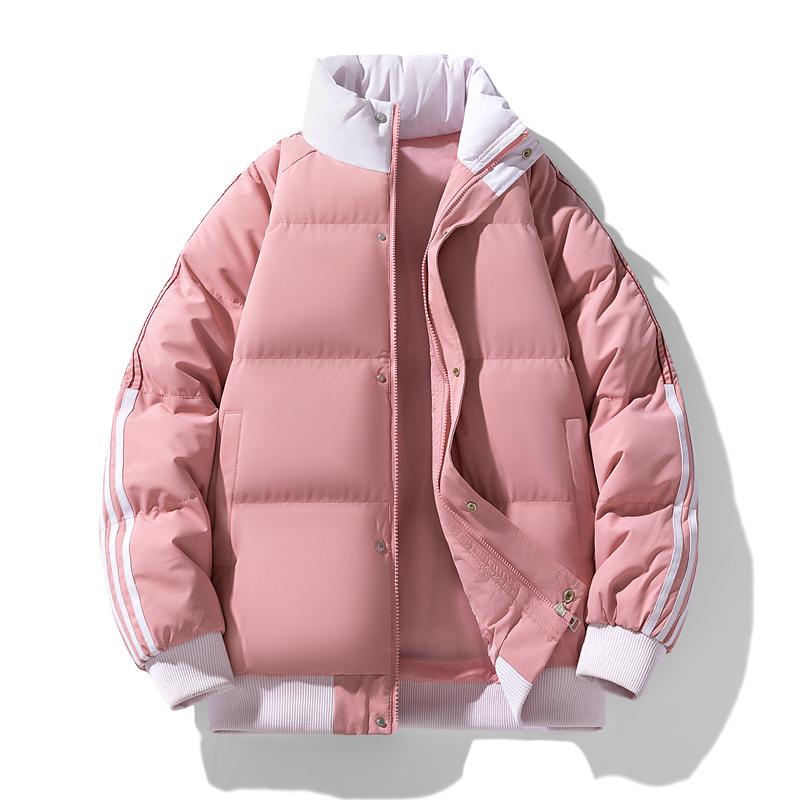 

Stand-up Collar Striped Cotton Jacket Men and Women Winter New Thickened High-end Cotton Clothing Loose Couple Paragraph Cotton Jacket Men 3XL