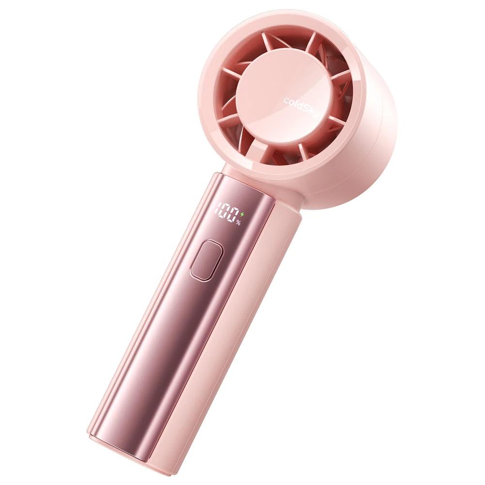 Portable Handheld Fan 4000mAh Battery Operated Cooling Fan 5 Speed Adjustable Small Desktop Fan With Digital Display