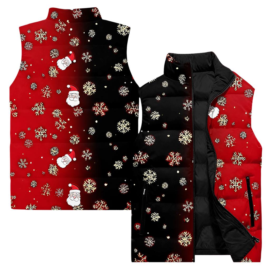 Men's Casual And Fashionable Sleeveless Vest, Solid-color Printed Cotton Jacket