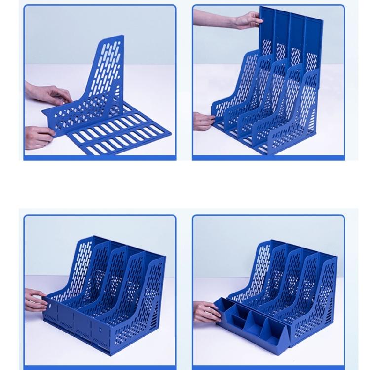Desktop Magazine Holders with Removable Pen Holders 4 Compartments Storage Organiser Box for Office Desk Organiser