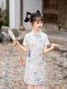 Girls' Cat Print Qipao Dress - New Chinese Style Summer Wear 2026
