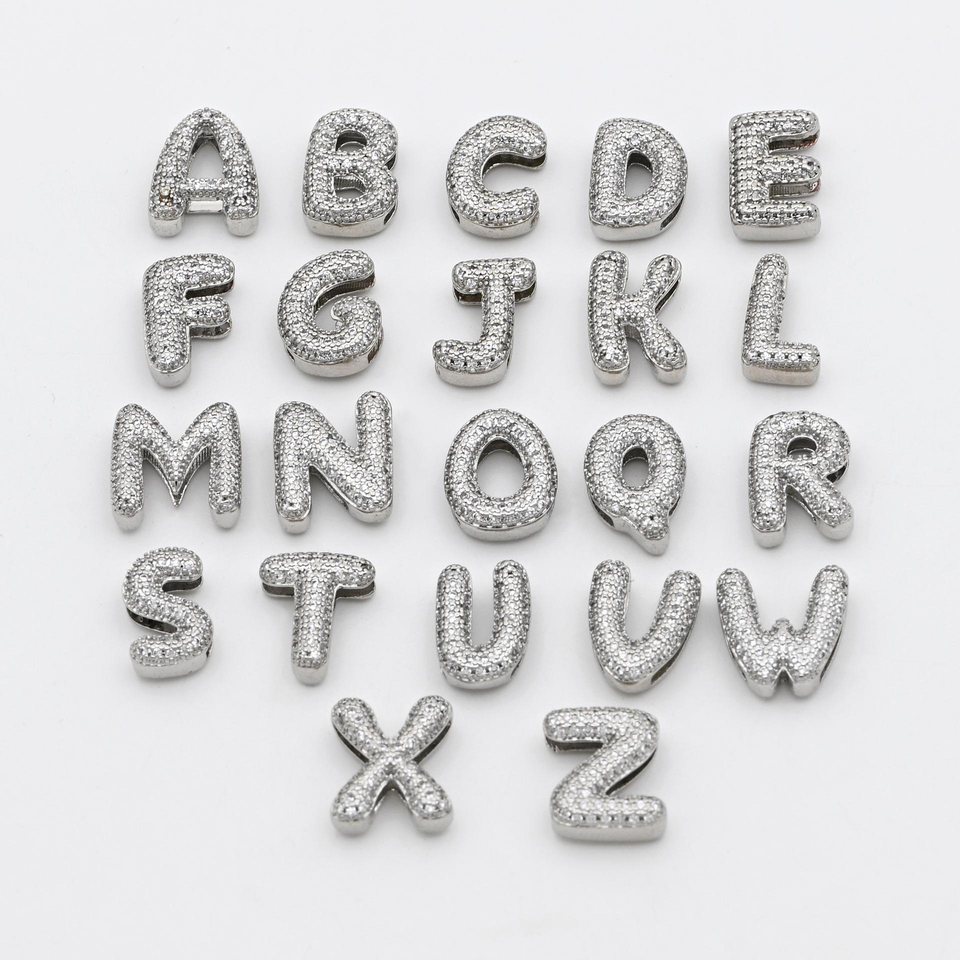 Hi-Sound Copper & Zircon Alphabet Bracelet - Customizable Letter Strap L серебряный