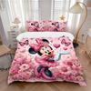 Pink Minnie Mouse Flowers Print 3Pcs Bedding Setduvet Cover With 2 Bedropillowcase Home Birthday Gift