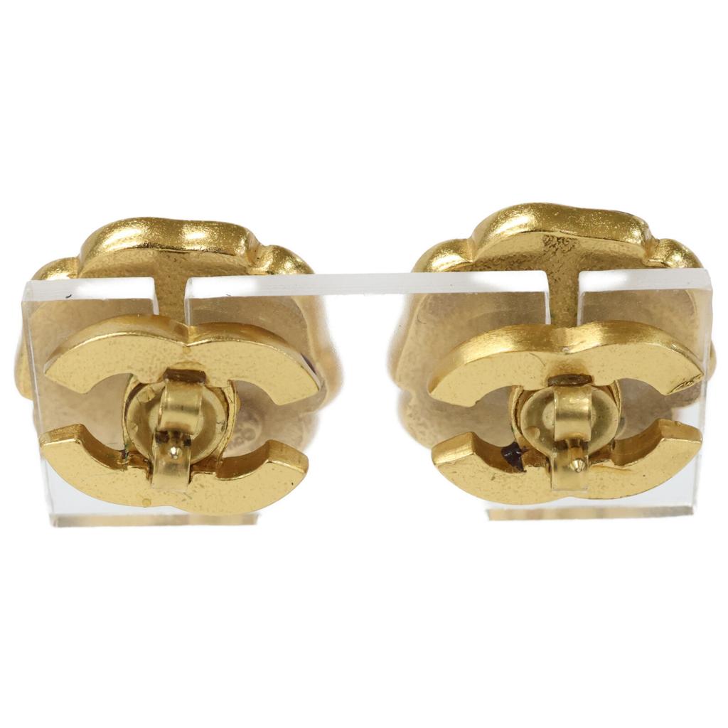 CHANEL 03P Camellia CC Logos earring yellow gold/black/whiteUsed