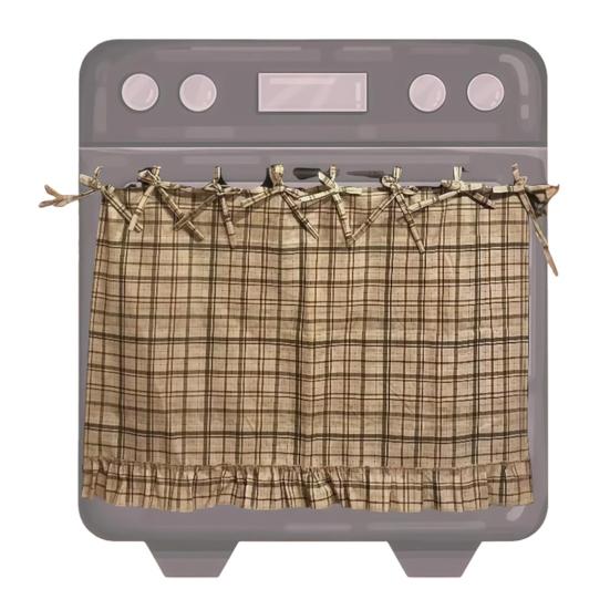 

Oven Skirt Handmade Farmhouse Oven Cover with Ruffle Trim under Stove Easy Installation Oven Hideaway Curtain Kitchen Decor E