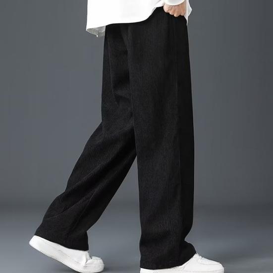 Pantaloni da uomo autunno inverno con coulisse vita elastica gamba larga dritta tasche larghe e spesse in peluche pantaloni sportivi casual da uomo morbidi pantaloni sportivi lunghi
