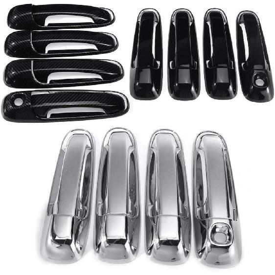 8Pcs Set Plastic 4 Door Handle Covers Fit for Dodge Ram 1500 2500 3500 4500 5500 2002 2003 2004 2005 2006 2007 2008-Gloss-Black