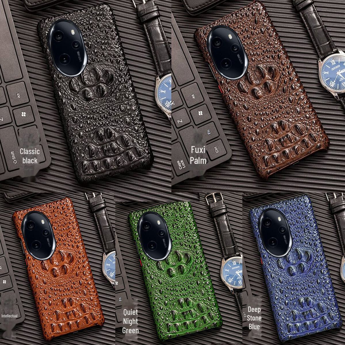 

Чехол Honor 100 Crocodile Skull Leather Half-Cover для Honor 100/100Pro Honor 60 чёрный