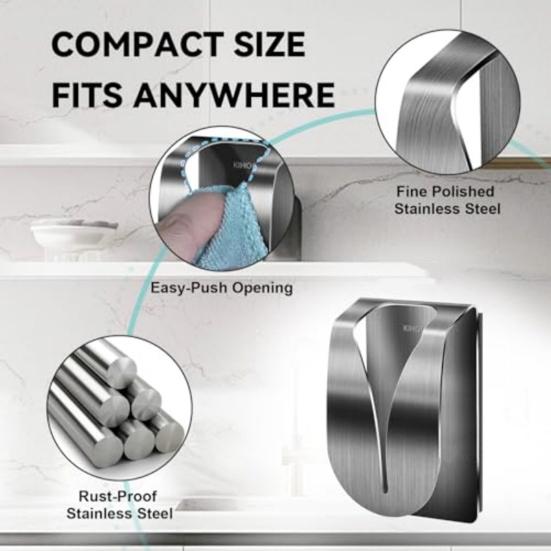 Magnetic Towel Hook Stainless Steel Towel Holder Rust-Proof Strong Magnet Kitchen Towel Dish