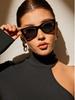 1Pc New Retro Cat-Eye Women's Sunglasses, Uv Protection, Slimming Effect for Large Faces, Trendy, Vacation